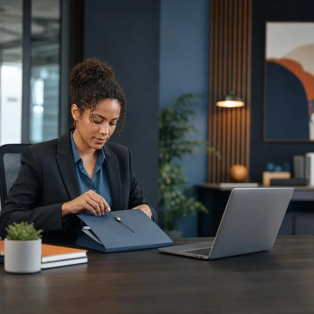 Compliance professional protecting member documents in a financial services office