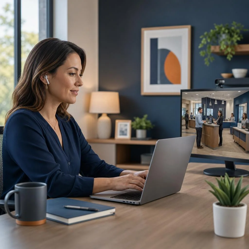 Loan officer working securely from a home office
