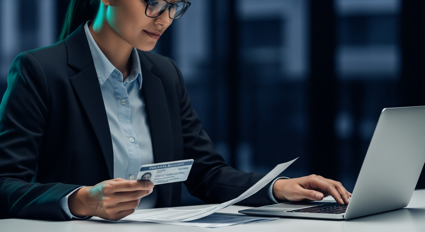 A homebuyer uploading personal financial documents to a laptop