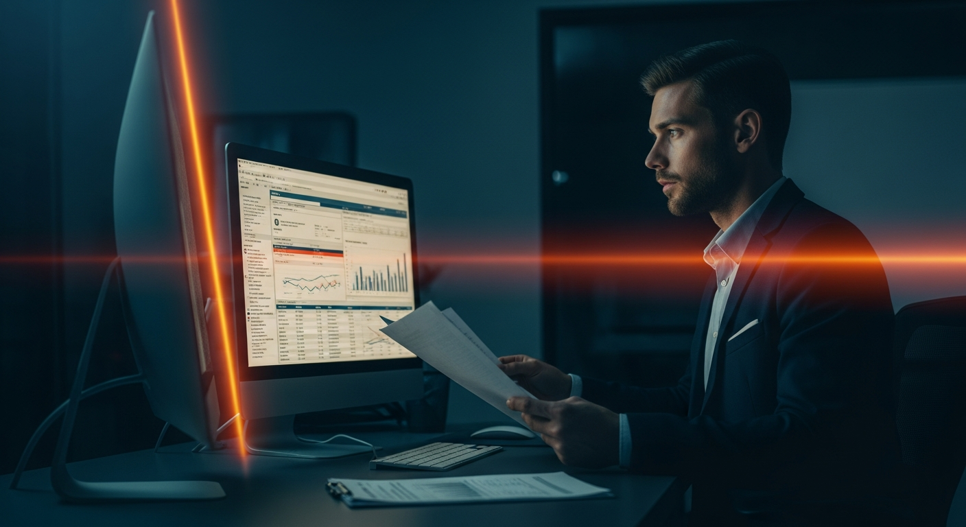 An underwriter analyzing loan documentation on a computer screen