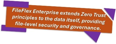 FileFlex Enterprise extends Zero Trust principles to the data itself, providing file-level security and governance